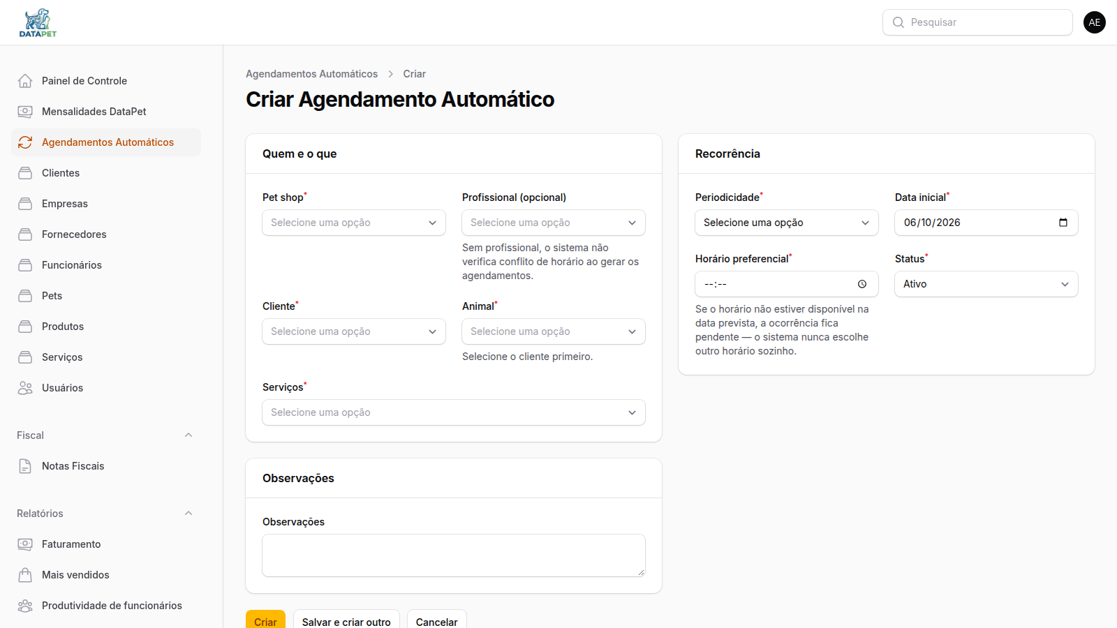Tutorial: agendamentos automáticos (recorrentes)