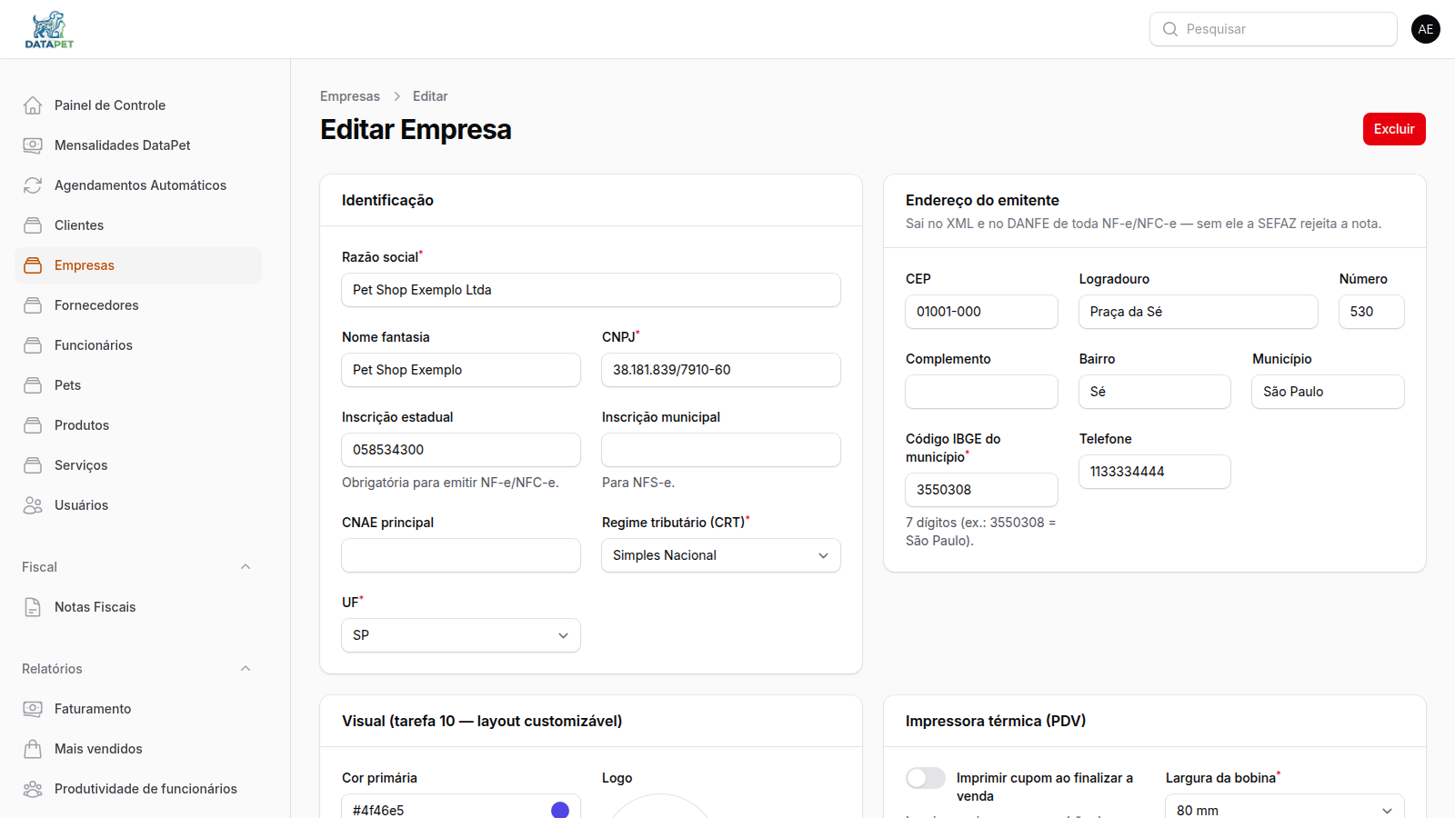 Tutorial: cadastro da empresa